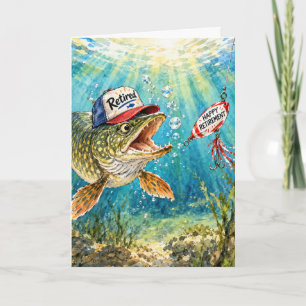 Retirement Northern Pike Wearing a Cap Card