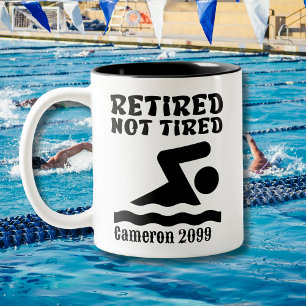 Retirement not tired swimmer Two-Tone coffee mug