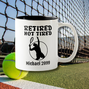 Retirement not Tired Tennis Player Two-Tone Coffee Mug