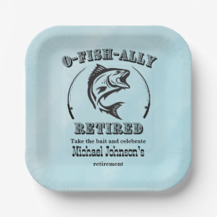 Retirement O-fish-ally retired funny fishing Paper Plate