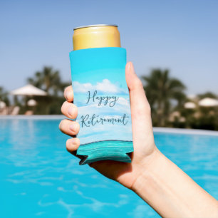 Retirement Ocean Sky Blue Momento Modern Seltzer Can Cooler