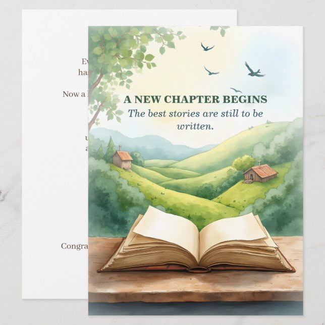 Retirement Open Book New Chapter Landscape Scene (Front/Back)