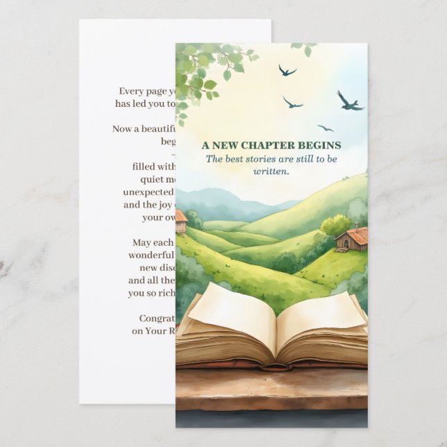 Retirement Open Book New Chapter Landscape Scene (Front/Back)