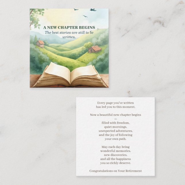 Retirement Open Book New Chapter Landscape Scene Card (Front/Back)