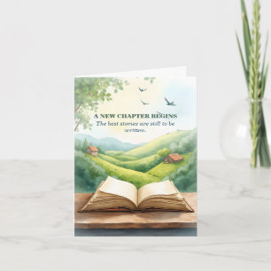 Retirement Open Book New Chapter Landscape Scene Thank You Card