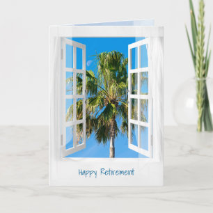 Retirement open window and palm tree card