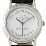 Retirement or Long Service Award Watch<br><div class="desc">A watch to commemorate a Retirement or Long Service. Personalise to include name,  company or organisation,  and dates. Unique memento of a special achievement. Retirement or Long Service wristwatch. White watch face.</div>