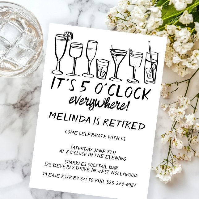 RETIREMENT PARTY 5PM EVERYWHERE Cocktail Drinks Invitation (RETIREMENT PARTY 5PM EVERYWHERE Cocktail Drinks Invitation
)