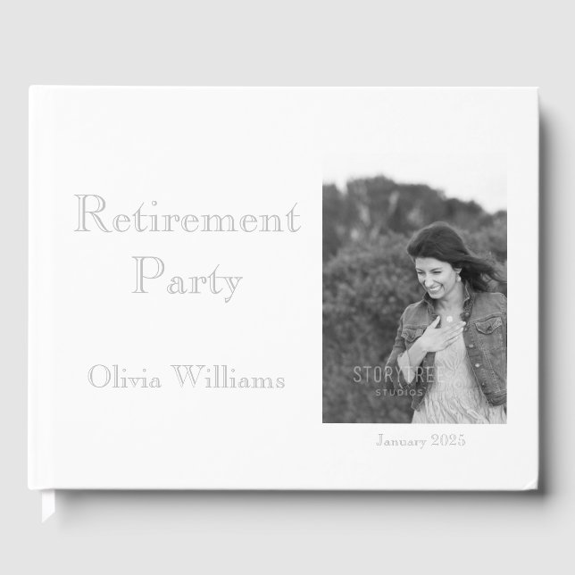 Retirement Party Add Photo Choose Colour Guest Book (Front)