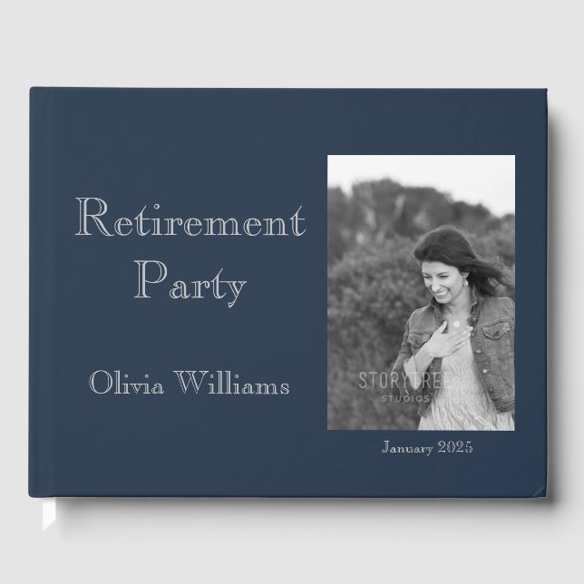 Retirement Party Add Photo Choose Colour Guest Book (Front)