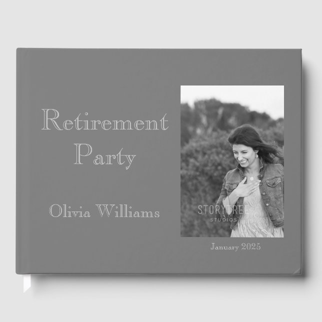 Retirement Party Add Photo Choose Colour Guest Book (Front)