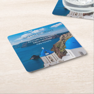 Retirement Party Adventure Awaits Greece Medit Square Paper Coaster
