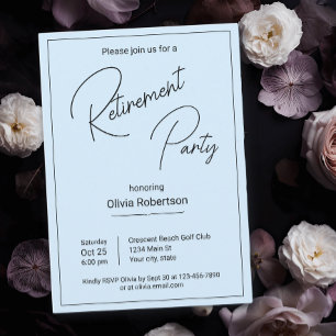 Retirement Party Black And Ice Blue Minimalist Invitation