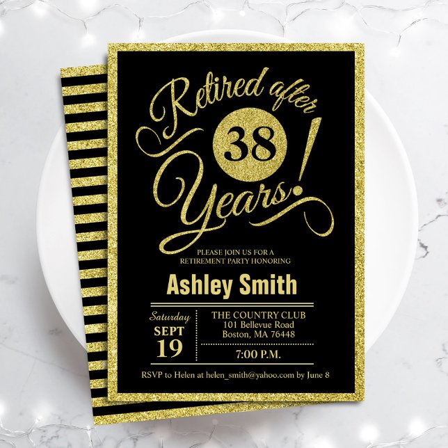 Retirement Party - Black Gold Invitation (Creator Uploaded)