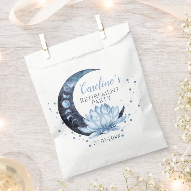 Retirement Party Blue Lotus Flower  Favour Bags (Clipped)