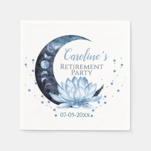 Retirement Party Blue Lotus Flower  Napkin