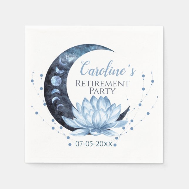 Retirement Party Blue Lotus Flower  Napkin (Front)