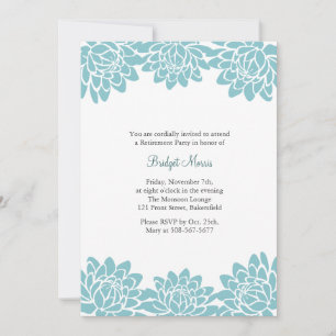 Retirement Party Blue Modern and Floral Invite