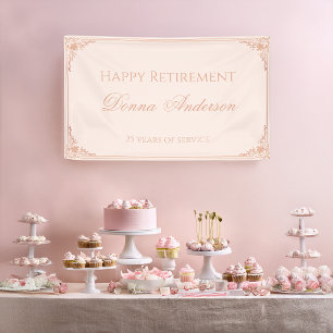 Retirement Party Blush Pink Elegant Script Vintage Banner