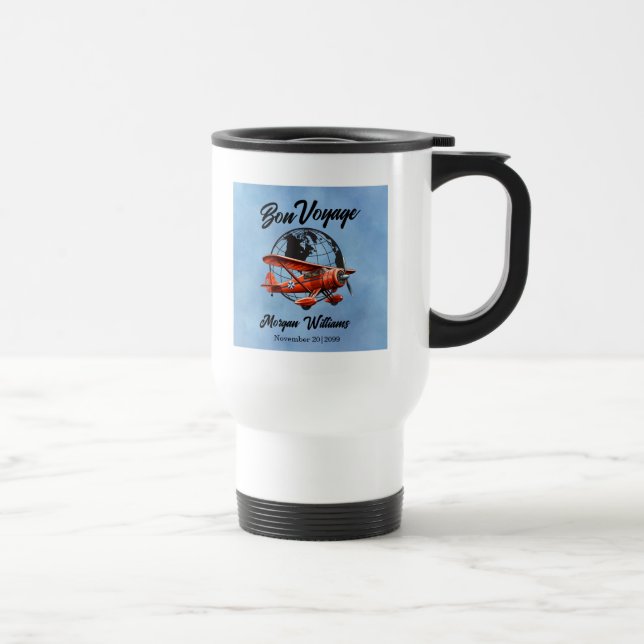 Retirement Party Bon Voyage Travel Globe Plane  Mug (Right)