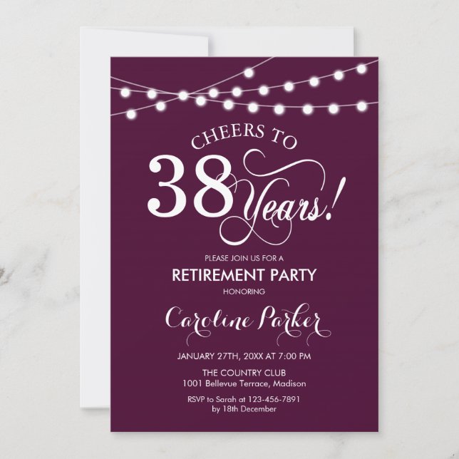 Retirement Party - Burgundy White Invitation (Front)