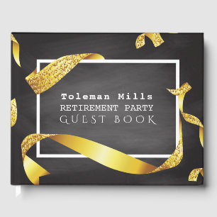 Retirement Party   Chalkboard Gold Ribbons Guest Book