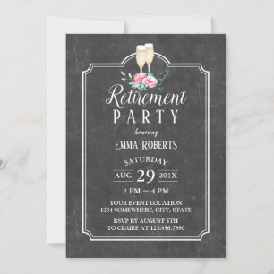 Retirement Party Cheers Rustic Chalkboard Invitation