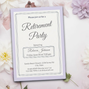 Retirement Party Classic Pale Purple And Cream Invitation