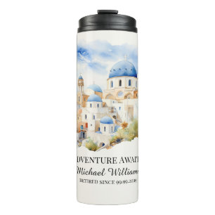 Retirement Party Colourful Greece Village Hill Thermal Tumbler