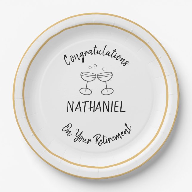 Retirement Party Congratulations Custom Name Paper Plate (Front)
