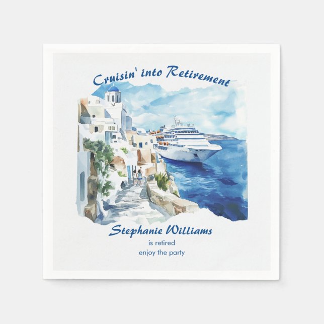 Retirement Party Cruising Destination Greece  Napkin (Front)