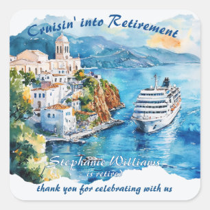 Retirement Party Cruising Destination Greece  Square Sticker