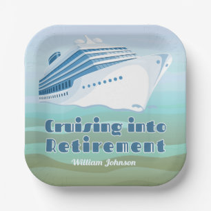 Retirement Party Cruising into Retirement Nautical Paper Plate