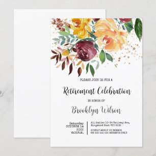 Retirement Party Elegant Chic Floral Invitation