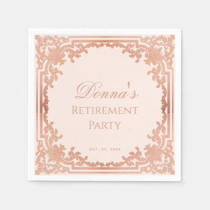 Retirement Party Elegant Pink Rose Gold Vintage  Napkin