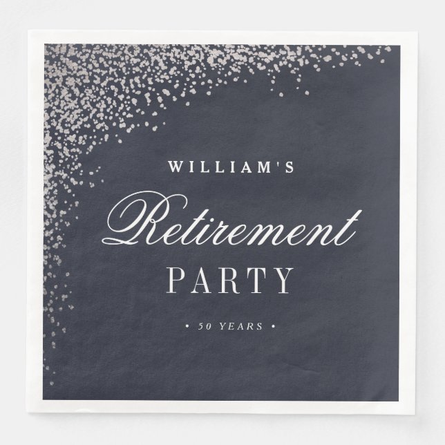 Retirement Party faux foil paper napkin (Front)