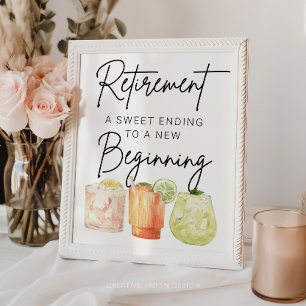 Retirement Party Favour Sign, New Beginning Poster