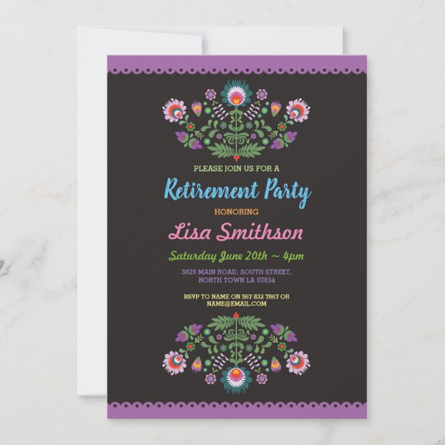 Retirement Party Fiesta Mexican Floral Invitation (Front)
