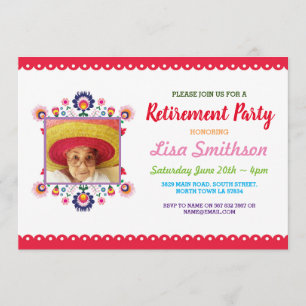 Retirement Party Fiesta Mexican Floral Photo Invitation