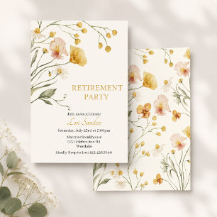 Retirement Party, Floral, Minimalist, Rustic Invitation