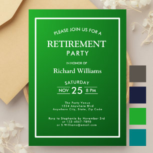 Retirement Party Formal Classic Green White Invitation