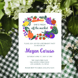 Retirement Party FRESH OFF THE MARKET Hand-drawn Invitation