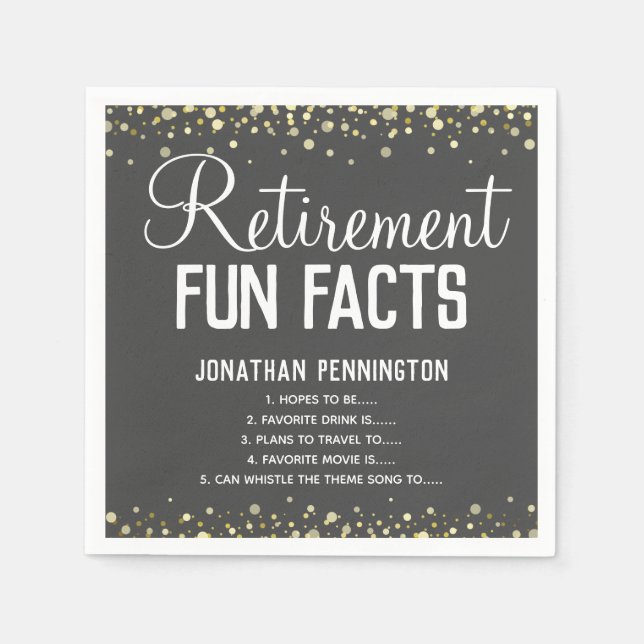 Retirement Party Fun Facts Unisex Confetti Napkin (Front)