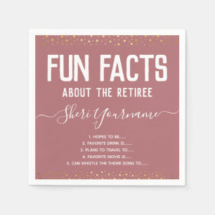 Retirement Party Fun Facts Unisex Gold Confetti Na Napkin
