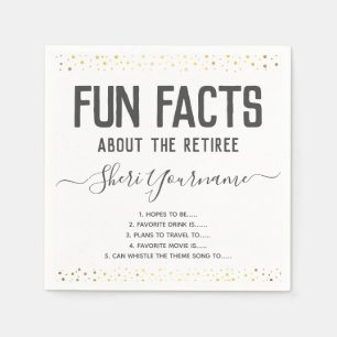 Retirement Party Fun Facts Unisex Gold Confetti Na Napkin