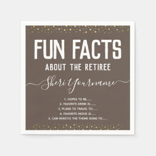 Retirement Party Fun Facts Unisex Gold Napkins