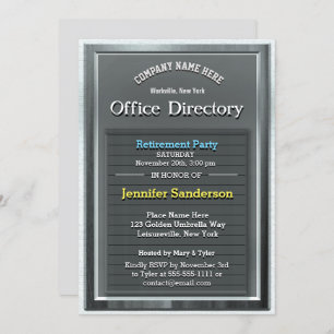 Retirement Party   Fun Silver Office Directory Invitation