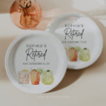 Retirement Party Funny Paper Plates Party Decor<br><div class="desc">Celebrate the next chapter in style with this Modern Minimalist Cocktail Retirement Party Collection! Ideal for honouring anyone stepping into the exciting world of retirement, this design features a chic hand-script font paired with three vibrant watercolor cocktails. Whether you're throwing a retirement bash for a teacher, lawyer, doctor, artist, secretary,...</div>