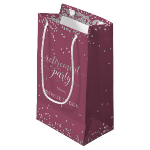 Retirement Party Gift Bag Elegant Silver, Pink