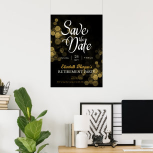 Retirement Party Gold Confetti Save the Date Poster